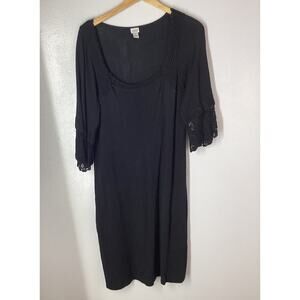 Charming Charlie Dress Size Large Black Long Sleeve Lace Rayon